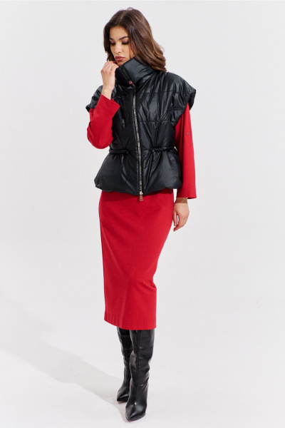 Жилет утепленный черный с рельефами и баской RINKA 1364 - фото 10