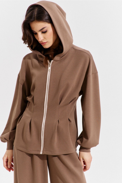 Брюки и жакет коричневый костюм с складками RINKA 1366 - фото 17