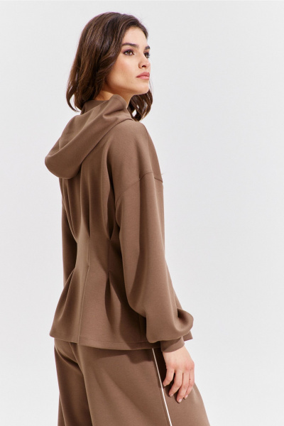 Брюки и жакет коричневый костюм с складками RINKA 1366 - фото 6