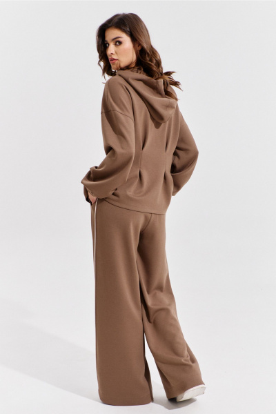 Брюки и жакет коричневый костюм с складками RINKA 1366 - фото 2