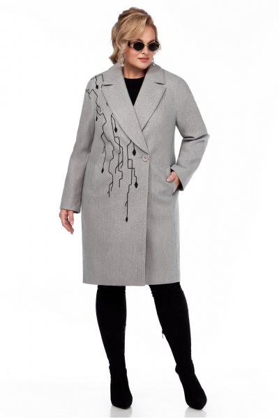 Серое полуприлегающее пальто из пальтовой ткани LaKona 11683 серый - фото 1