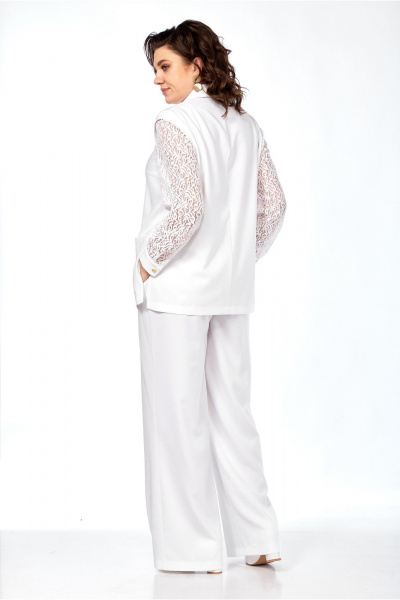 Летний комплект из кружевного жакета и льняных брюк LaKona 11586 белый - фото 6