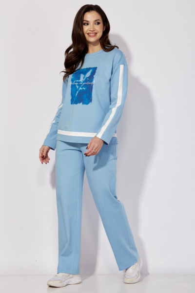 Демисезонный 3предметный комплект: свитшот, жилет и брюки TAiER 1336 голубой - фото 4