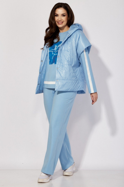 Демисезонный 3предметный комплект: свитшот, жилет и брюки TAiER 1336 голубой - фото 2