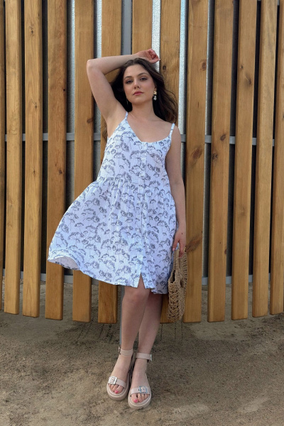 Белое платье с подкладкой, пуговицами и карманами Allma D-035 белый-2 - фото 5