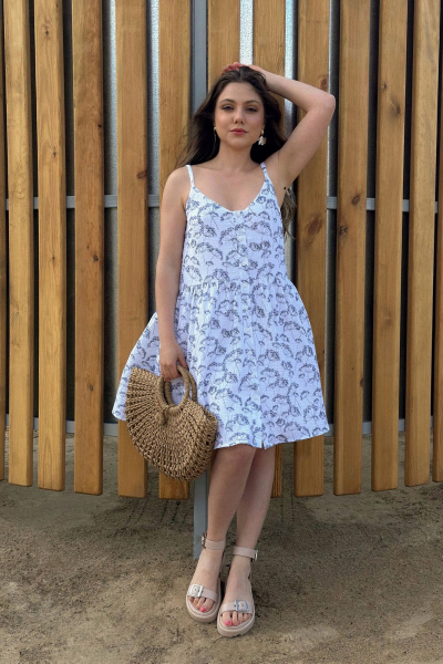 Белое платье с подкладкой, пуговицами и карманами Allma D-035 белый-2 - фото 1