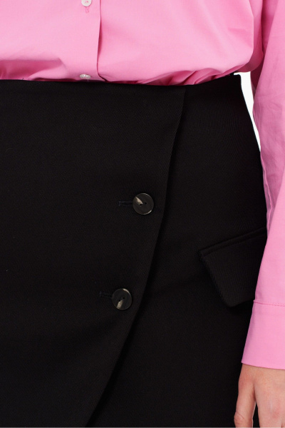 Юбка из эко-кожи с прорезными карманами и запахом Панда 194650w черный - фото 3