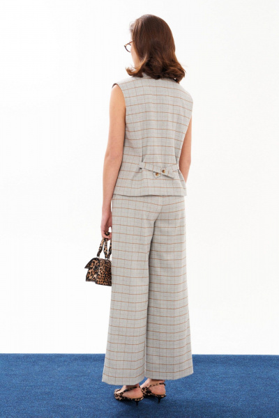 Трикотажные женские брюки с клетчатым принтом, на каждый день Панда 198860w серый - фото 5