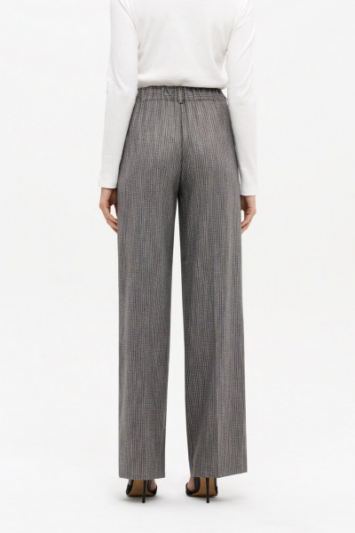 Широкие брюки-палаццо из вискозы с ремнем и стрелками Nelva 31172 серый жаккард - фото 5