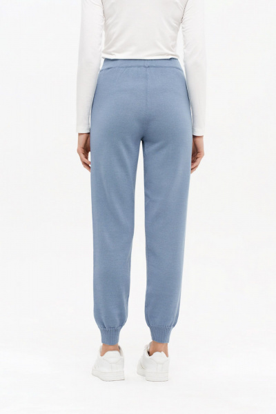 Вязаные брюки с лампасами на резинке, зауженные снизу Nelva 3954 голубой - фото 9