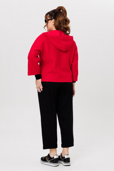 Костюм Брюки и Жакет с капюшоном из шерсти и трикотажа Michel chic 1357/1 красный,черный - фото 6