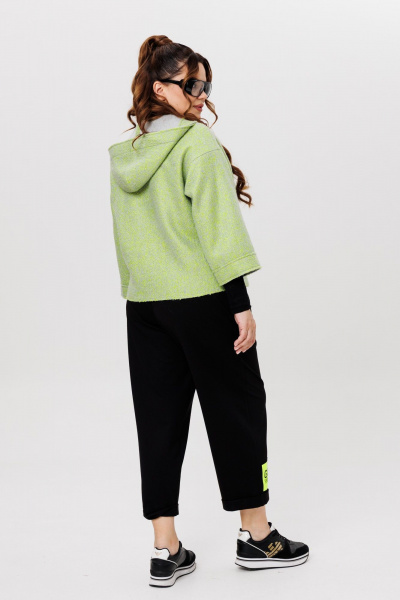 Демисезонный костюм из шерсти и трикотажа с капюшоном Michel chic 1357/1 салатовый,черный - фото 6