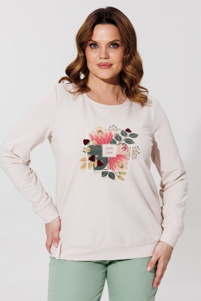 Джемпер с цветочным принтом из хлопкового трикотажа BRELA 2398 бежевый - фото 1