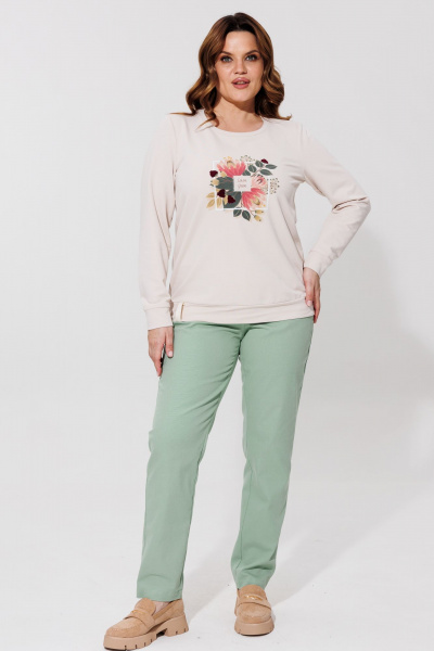 Джемпер с цветочным принтом из хлопкового трикотажа BRELA 2398 бежевый - фото 2