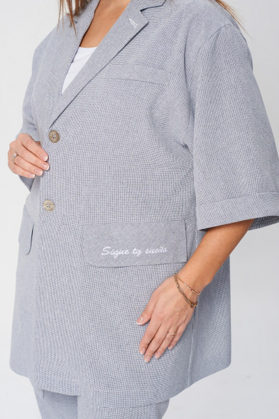 Тройка: жакет с карманами, облегающий топ и зауженные брюки TVIN 7807-1 - фото 7