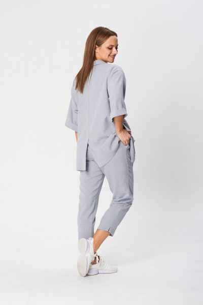 Тройка: жакет с карманами, облегающий топ и зауженные брюки TVIN 7807-1 - фото 6