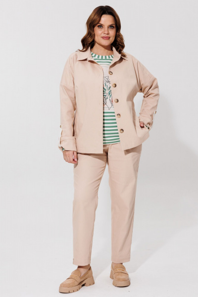 Бежевый спортивный комплект из джинса: жакет и брюки BRELA 2400 бежевый - фото 1