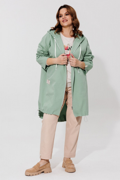 Демисезонная джинсовая парка с капюшоном и регулируемой кулисой BRELA 2403 оливка - фото 10