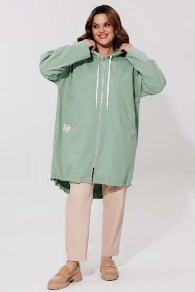 Демисезонная джинсовая парка с капюшоном и регулируемой кулисой BRELA 2403 оливка - фото 1