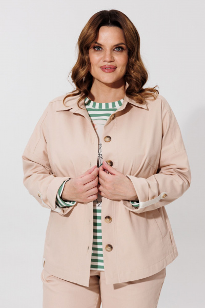 Жакет-книга из джинсовой ткани со стразами и карманами BRELA 2405 бежевый - фото 6