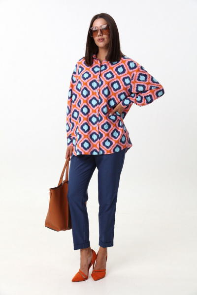 Демисезонная рубашка большого объема в полоску и розовый цвет LM ВИ1605 розовый - фото 7