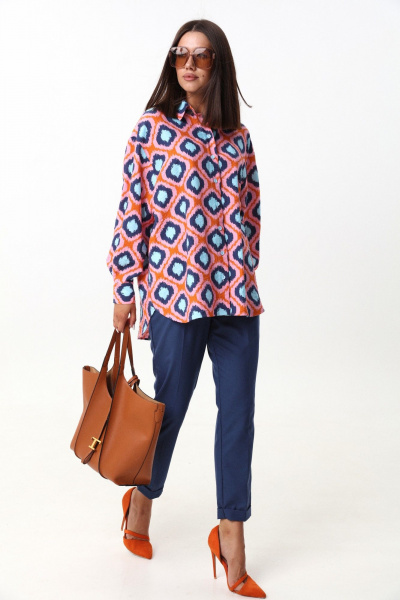 Демисезонная рубашка большого объема в полоску и розовый цвет LM ВИ1605 розовый - фото 6