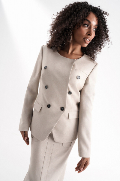 Деловой костюм юбка и жакет из текстиля с карманами Lissana 5006 - фото 3