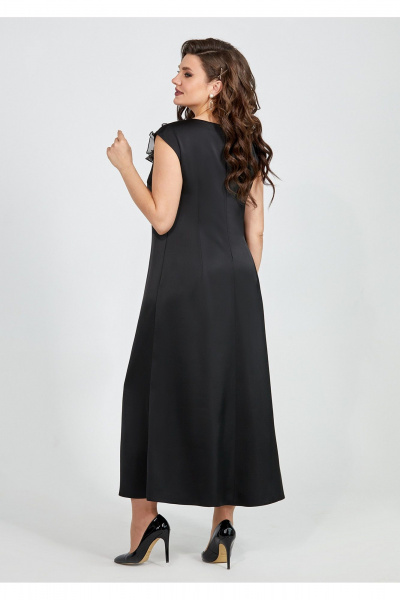 Классическое платье из атласа с декоративными цветами Mira Fashion 5519 - фото 3