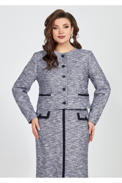 Элегантный трикотажный костюм юбка и жакет меланжевый стиль Mira Fashion 5523 - фото 2