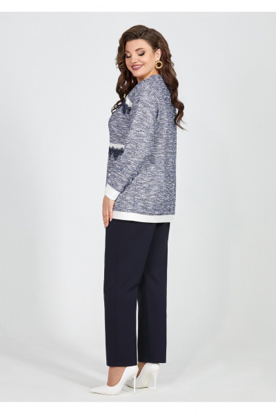 Комплект блуза и брюки с кружевом и планками Mira Fashion 5524 - фото 3