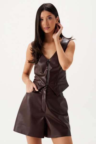 Шорты из эко-кожи свободного кроя ANNETE A1410 - фото 1