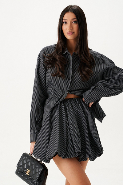 Юбка баллон мини из хлопка в полоску ANNETE A1412/1 - фото 2