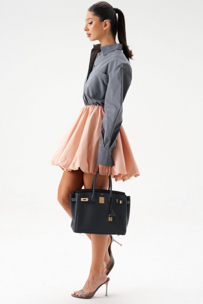 Юбка баллон мини из нежно-розового хлопка ANNETE A1413 - фото 7