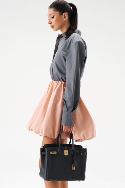 Юбка баллон мини из нежно-розового хлопка ANNETE A1413 - фото 6