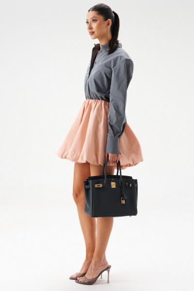 Юбка баллон мини из нежно-розового хлопка ANNETE A1413 - фото 5