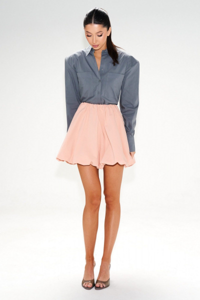 Юбка баллон мини из нежно-розового хлопка ANNETE A1413 - фото 4