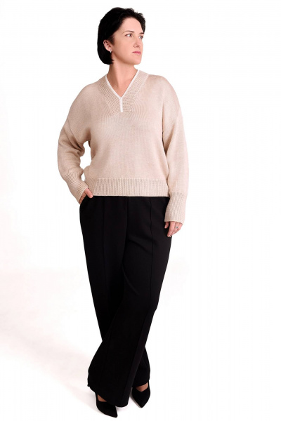 Джемпер тёплый из вязаного трикотажа для демисезона Romgil РВ0115-ШЕ5 светлый опаловый,белый - фото 4