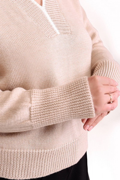 Джемпер тёплый из вязаного трикотажа для демисезона Romgil РВ0115-ШЕ5 светлый опаловый,белый - фото 3