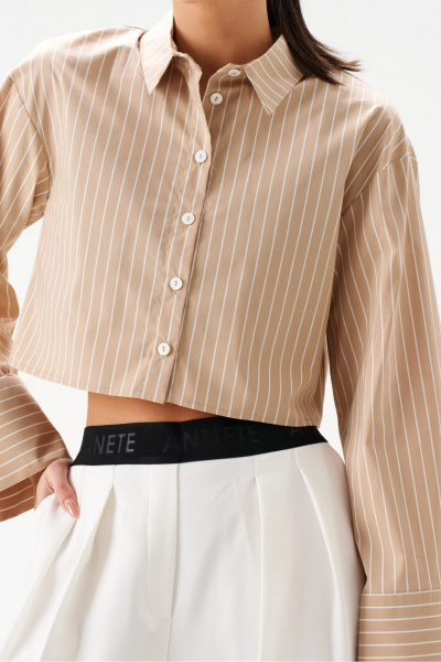 Рубашка свободного кроя из хлопка с вертикальной полоской ANNETE A947 - фото 2