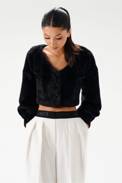 Короткий джемпер из текстиля с застежкой на петли и спущенными рукавами ANNETE A955 - фото 1