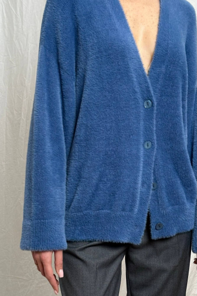Кардиган свободный из пряжи травка, синий, демисезонный Romgil РВ0264-ПА5 индиго - фото 3