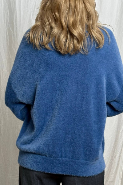 Кардиган свободный из пряжи травка, синий, демисезонный Romgil РВ0264-ПА5 индиго - фото 2