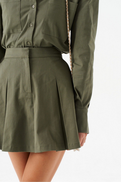 Юбка трапеция из текстиля с карманами и складками ANNETE A1350 - фото 3