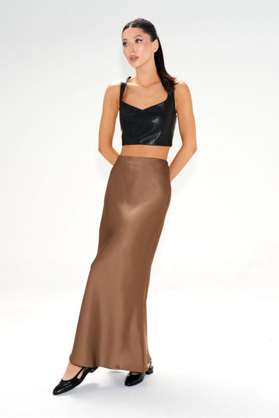 Юбка полуприлегающая из струящегося текстиля с поясом ANNETE A1357 - фото 3