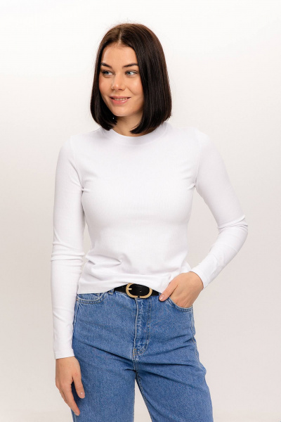 Джемпер из вискозы прилегающий, белый, демисезонный Romgil РП0005-ВИ2(164) белый - фото 1