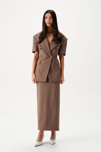 Юбка-миди из костюмной ткани, капучино, круглый год ANNETE A1426 - фото 2