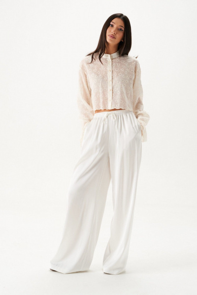 Струящиеся брюки из ткани, молочные, круглый год ANNETE A1435 - фото 16