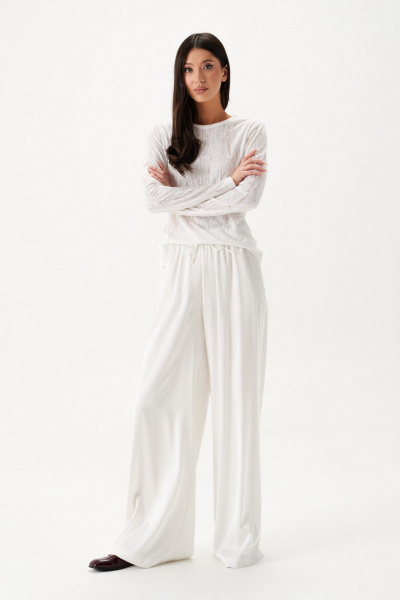 Струящиеся брюки из ткани, молочные, круглый год ANNETE A1435 - фото 12