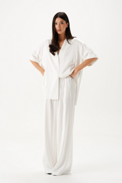 Струящиеся брюки из ткани, молочные, круглый год ANNETE A1435 - фото 9