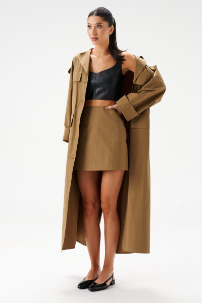 Юбка трапеция мини из хлопка в стиле на каждый день ANNETE A1438 - фото 4